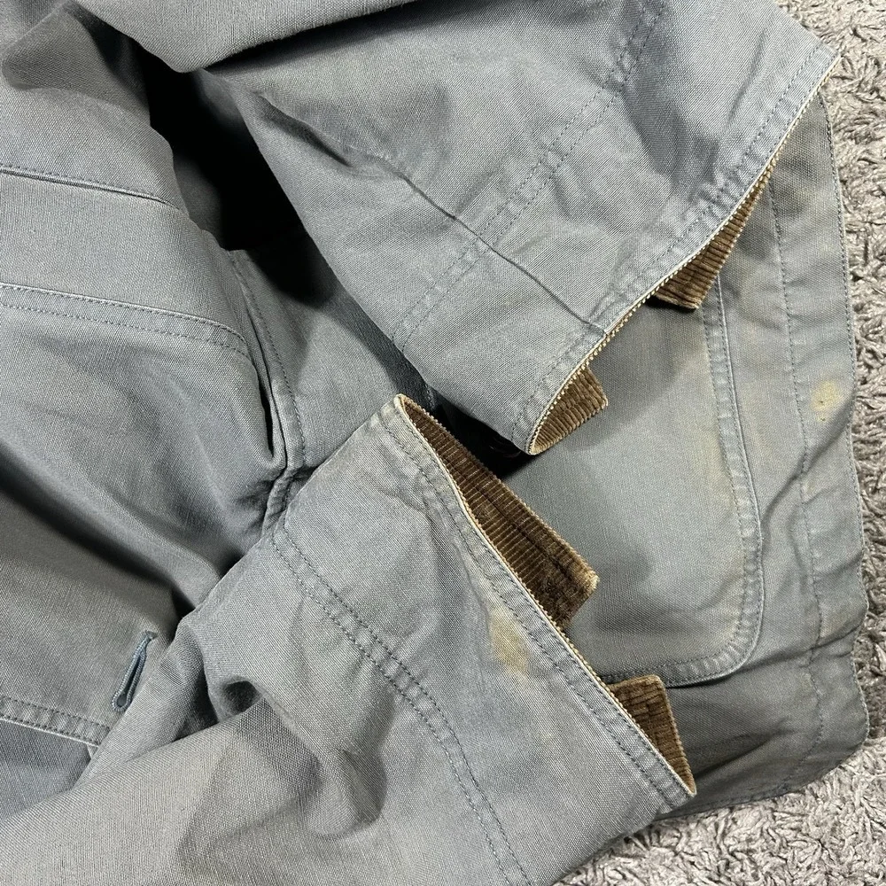 LL Bean Jacket Mens XL Green Canvas Barn Chore Coat Corduroy Cuffs Lined Faded - Picture 13 of 13
